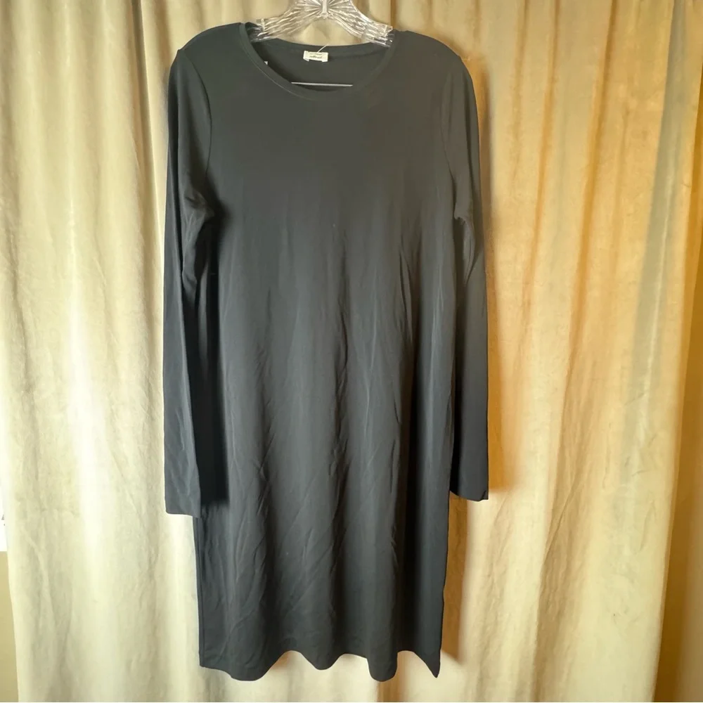 ARITZIA WILFRED Long Sleeve Shift Dress Black Large Contemporary Business Casual